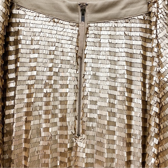 ANTHROPOLOGIE Maeve Natalia Pleated Gold Sequin Midi Skirt - Picture 9 of 15
